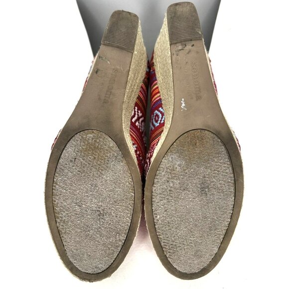 Sonoma Womens Espadrilles Wedge Sandals Peep Toe Summer Shoes Red Size 7.5 - Picture 8 of 10